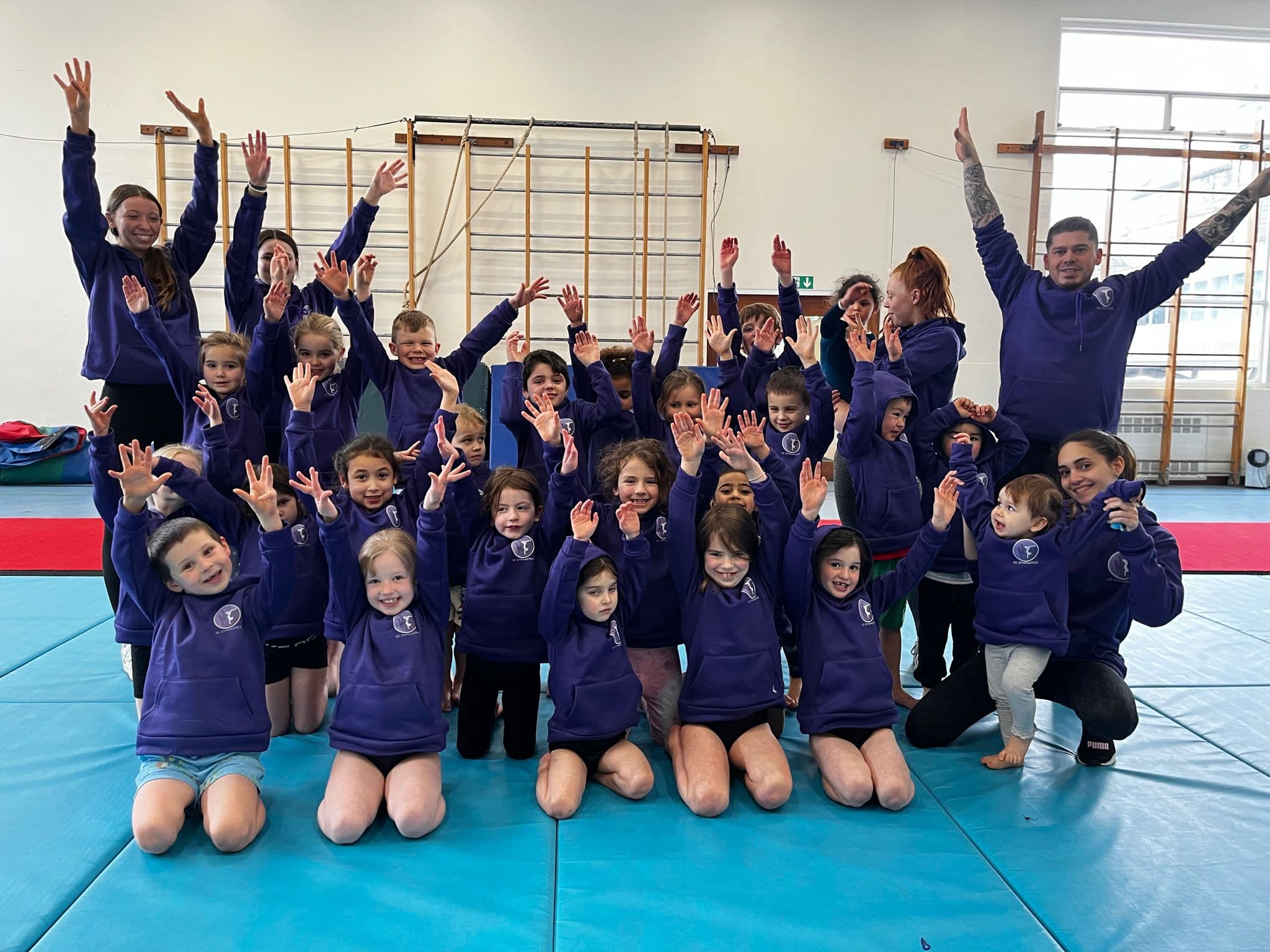 GC Gymnastics club group in the gym